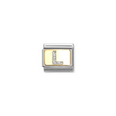 Nomination COMPOSABLE CLASSIC GLITZER-BUCHSTABEN Element aus Edelstahl, mit Emaille und 18kt Gelbgold verziert (12_L)